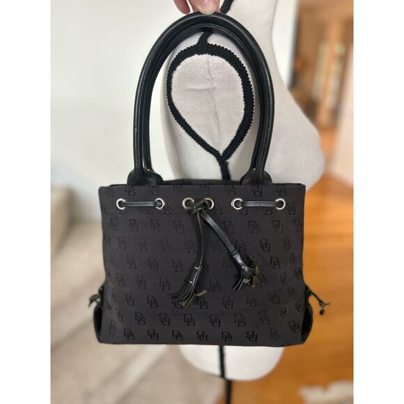Dooney & Bourke Handbags - Vintage Dooney & Bourke Black Fabric & Leather Shoulder Bag